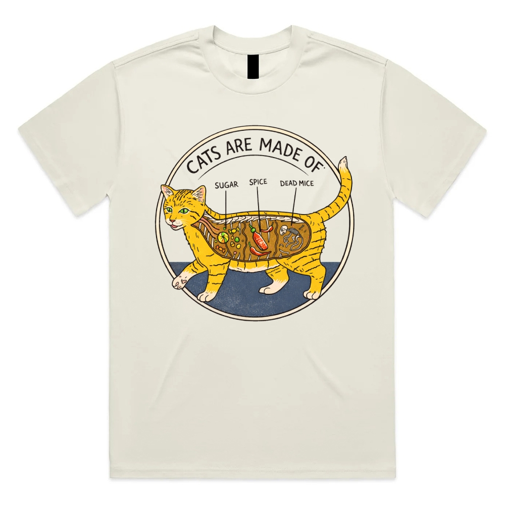 Cats Are Made Of - Cotton Classic Fit Retro Dark Humor Graphic Tee