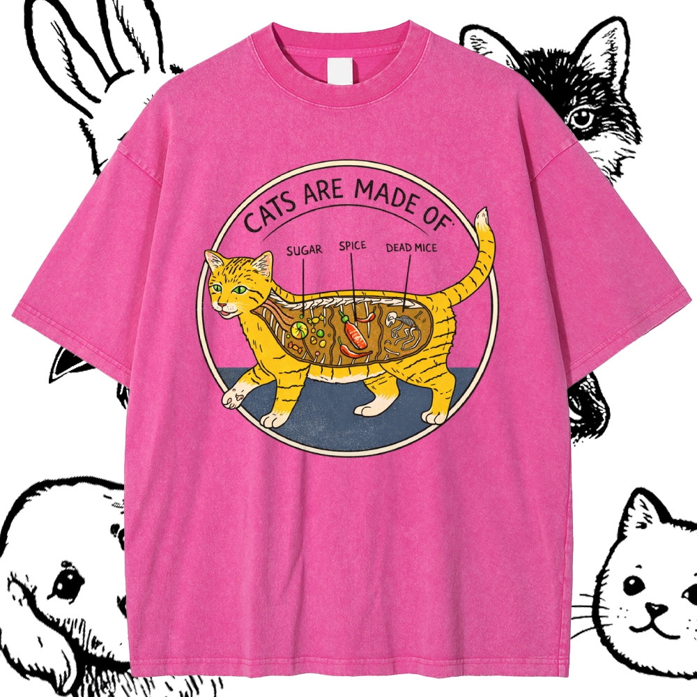 Cats Are Made Of - Cotton Vintage Wash Classic Graphic Tee