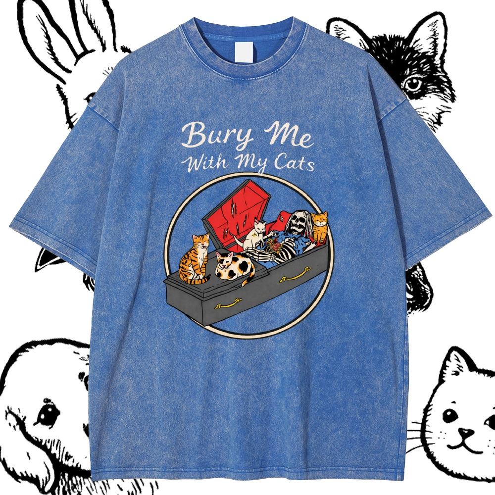 Bury Me With My Cats - Cotton Vintage Wash Classic Graphic Tee
