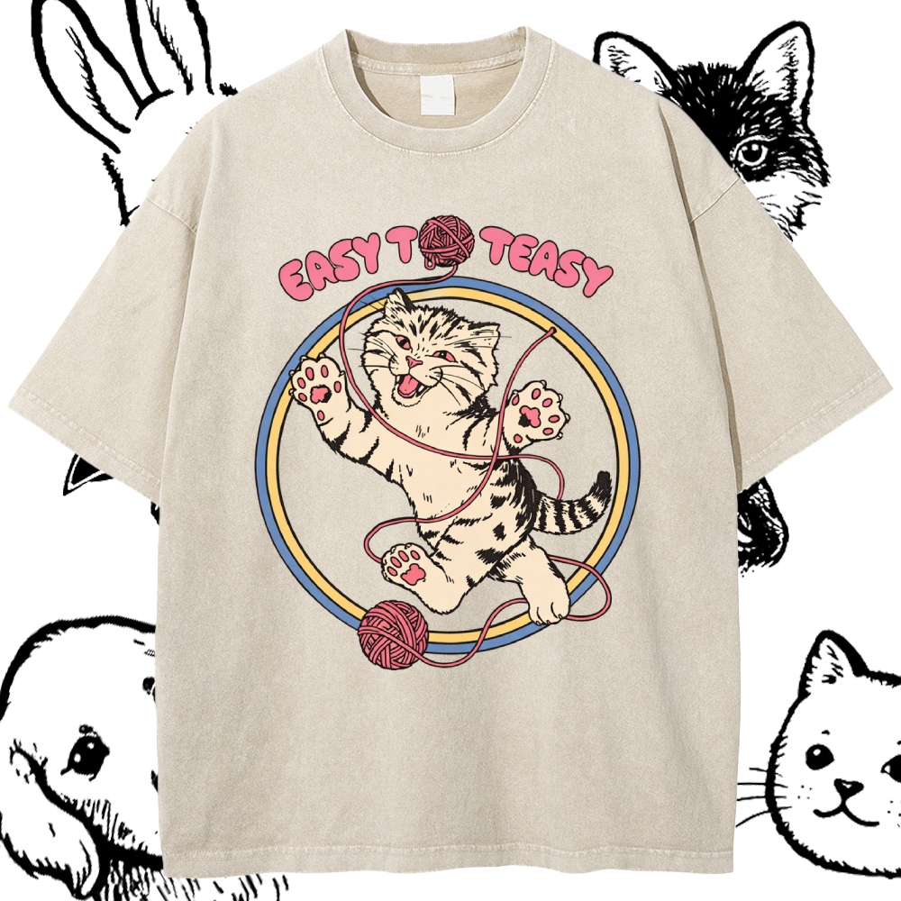 Easy To Teasy - Cotton Vintage Wash Classic Graphic Tee