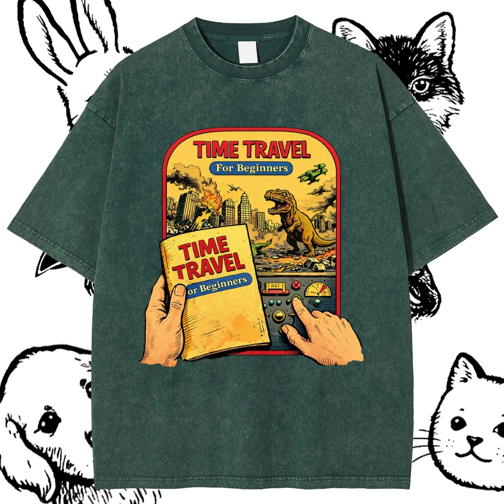 Time Travel For Beginners - Cotton Vintage Wash Classic Graphic Tee