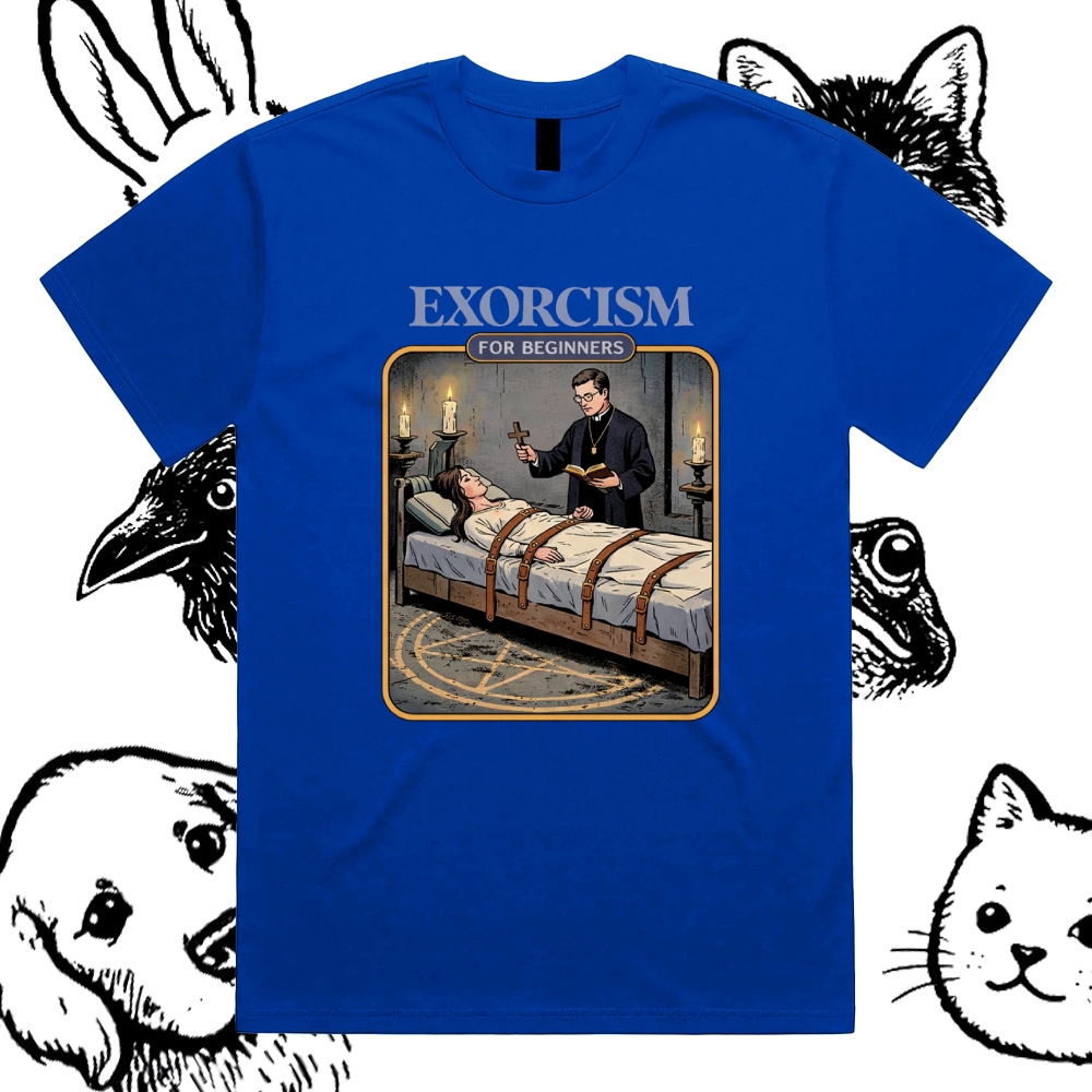 Exorcism For Beginners - Cotton Classic Fit Retro Dark Humor Graphic Tee