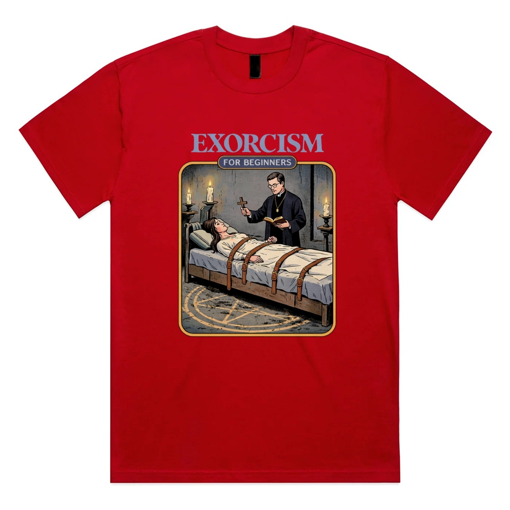 Exorcism For Beginners - Cotton Classic Fit Retro Dark Humor Graphic Tee