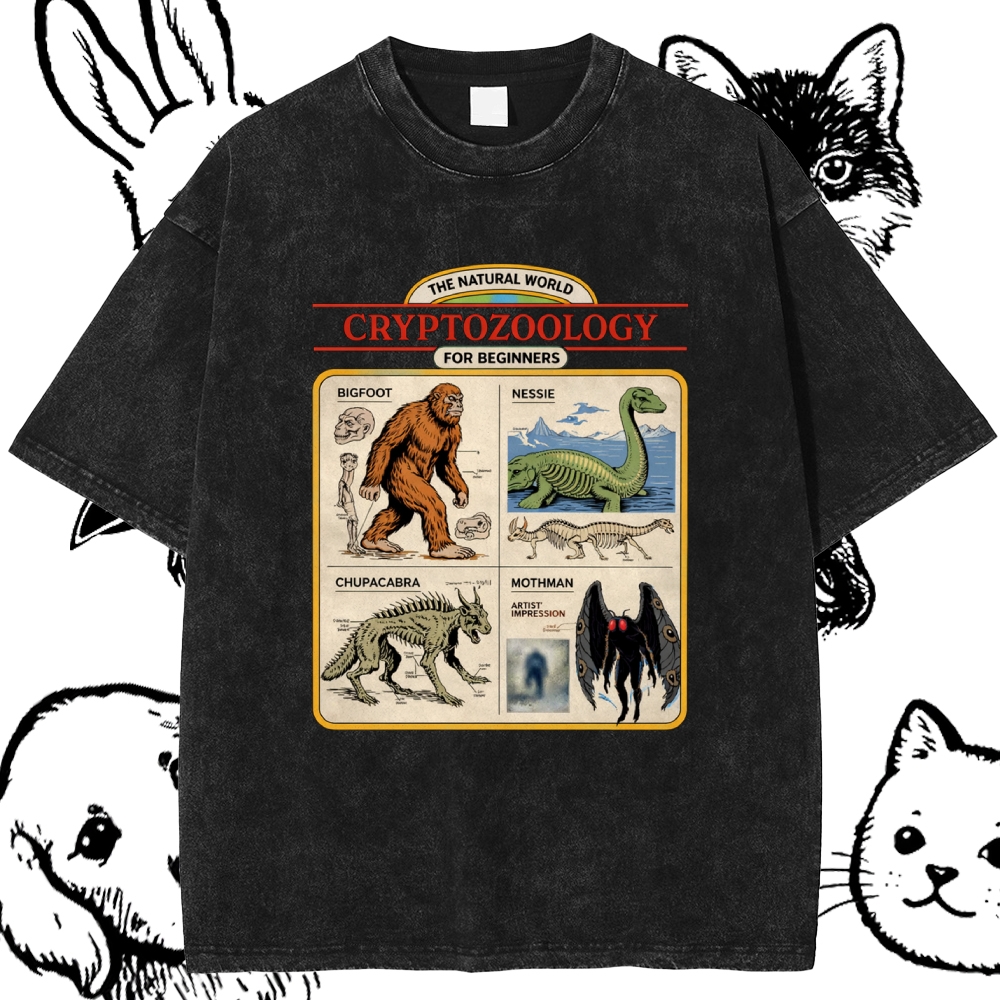 Cryptozoology For Beginners - Cotton Vintage Wash Classic Graphic Tee