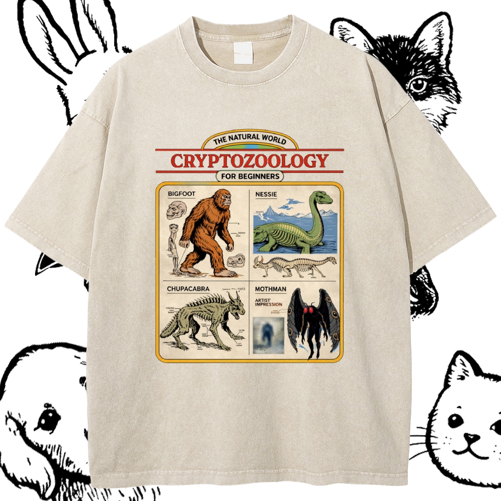 Cryptozoology For Beginners - Cotton Vintage Wash Classic Graphic Tee