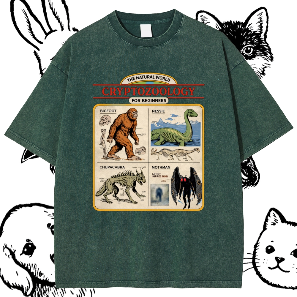 Cryptozoology For Beginners - Cotton Vintage Wash Classic Graphic Tee