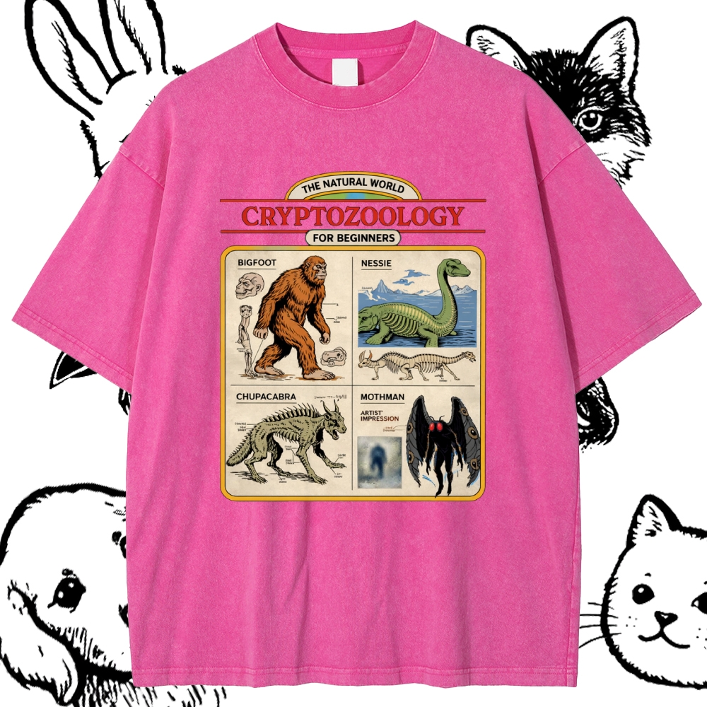 Cryptozoology For Beginners - Cotton Vintage Wash Classic Graphic Tee