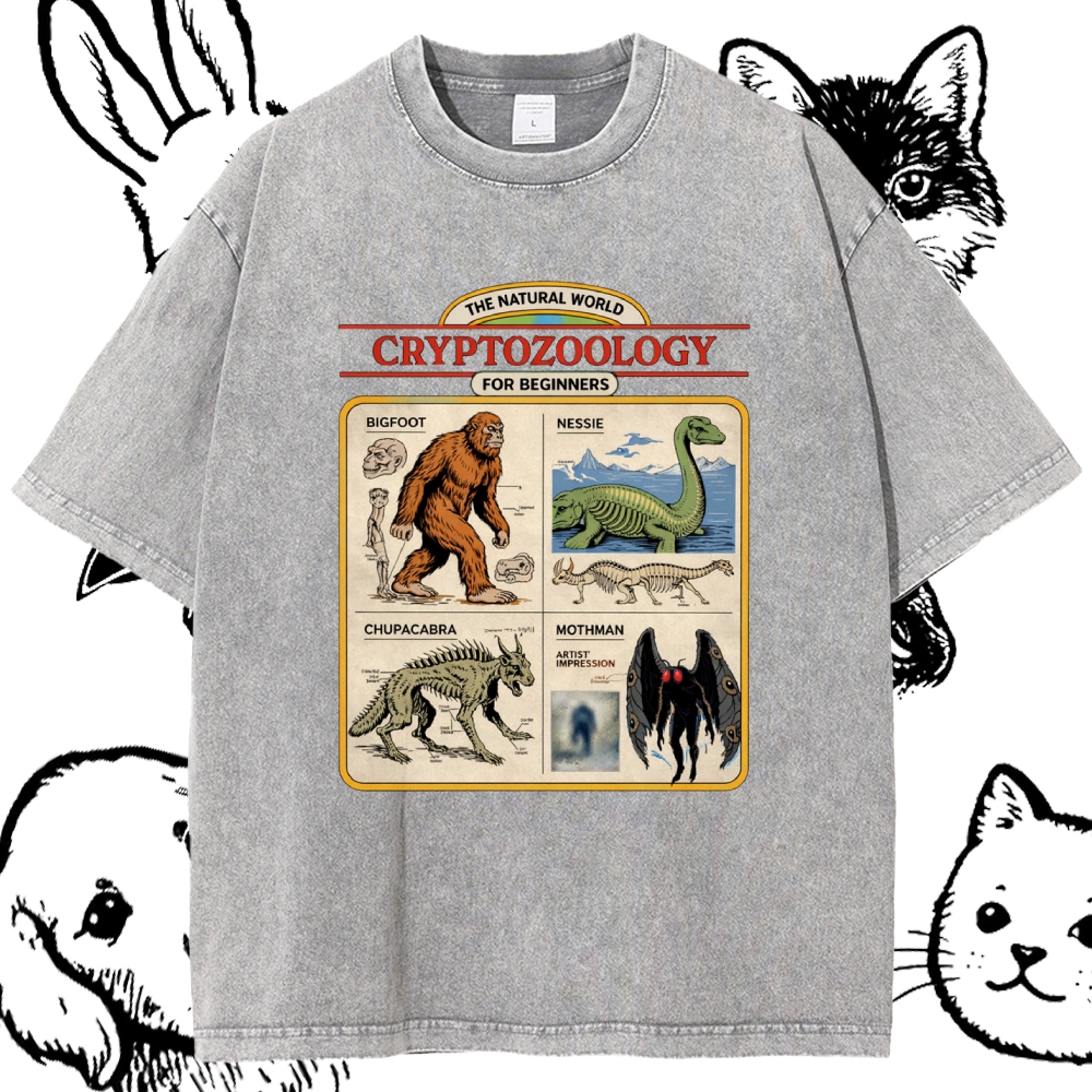Cryptozoology For Beginners - Cotton Vintage Wash Classic Graphic Tee