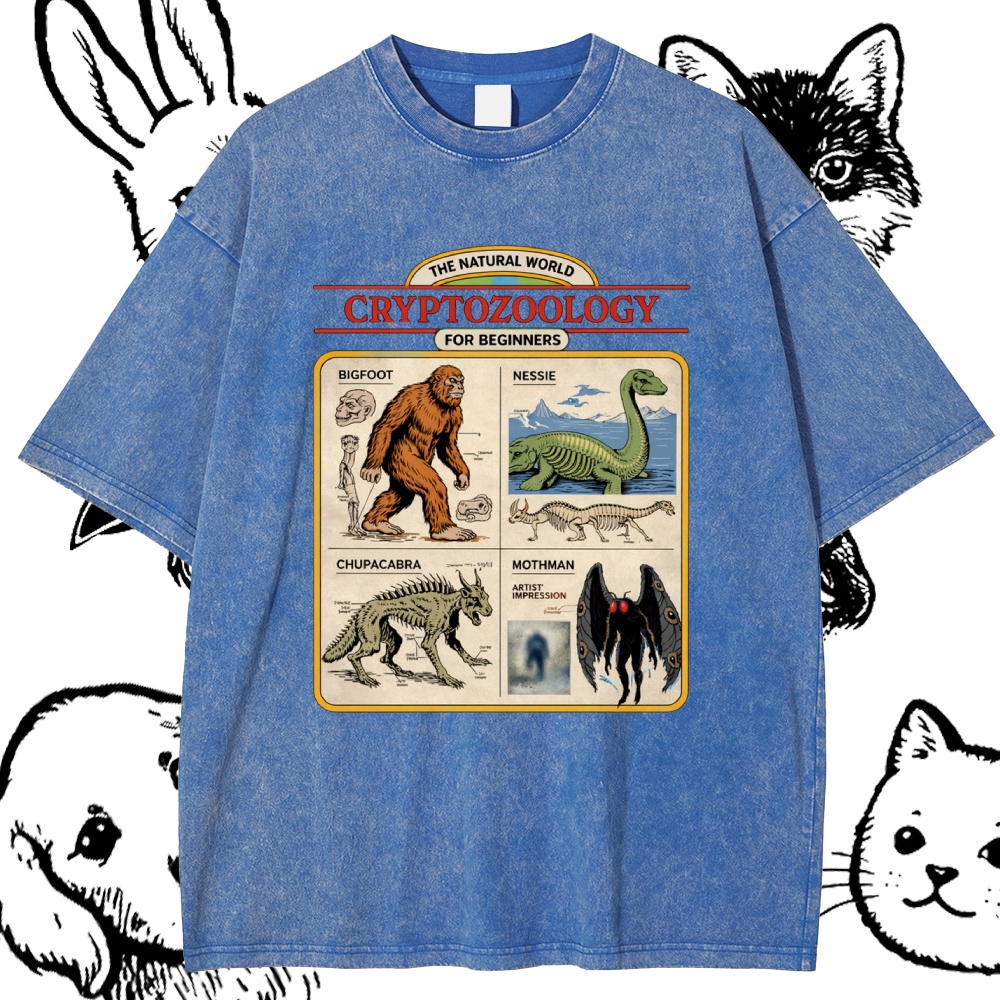 Cryptozoology For Beginners - Cotton Vintage Wash Classic Graphic Tee