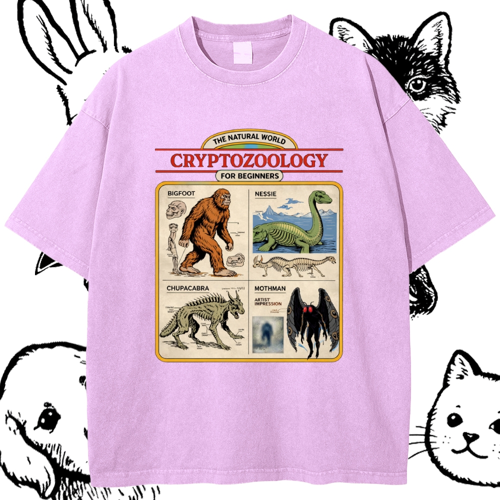 Cryptozoology For Beginners - Cotton Vintage Wash Classic Graphic Tee