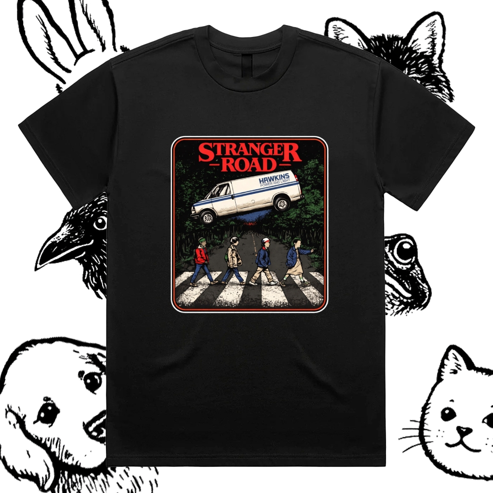 StrangerRoad - Cotton Classic Fit Retro Dark Humor Graphic Tee