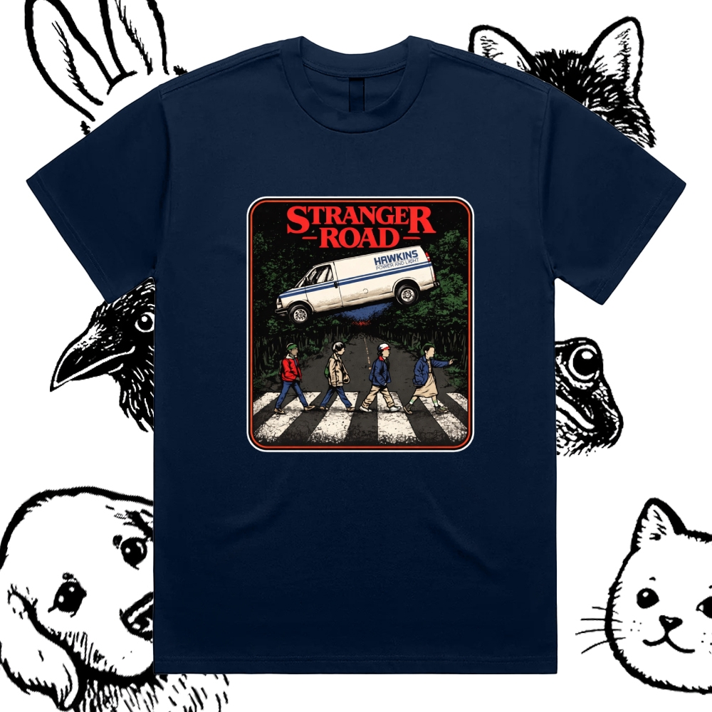 StrangerRoad - Cotton Classic Fit Retro Dark Humor Graphic Tee