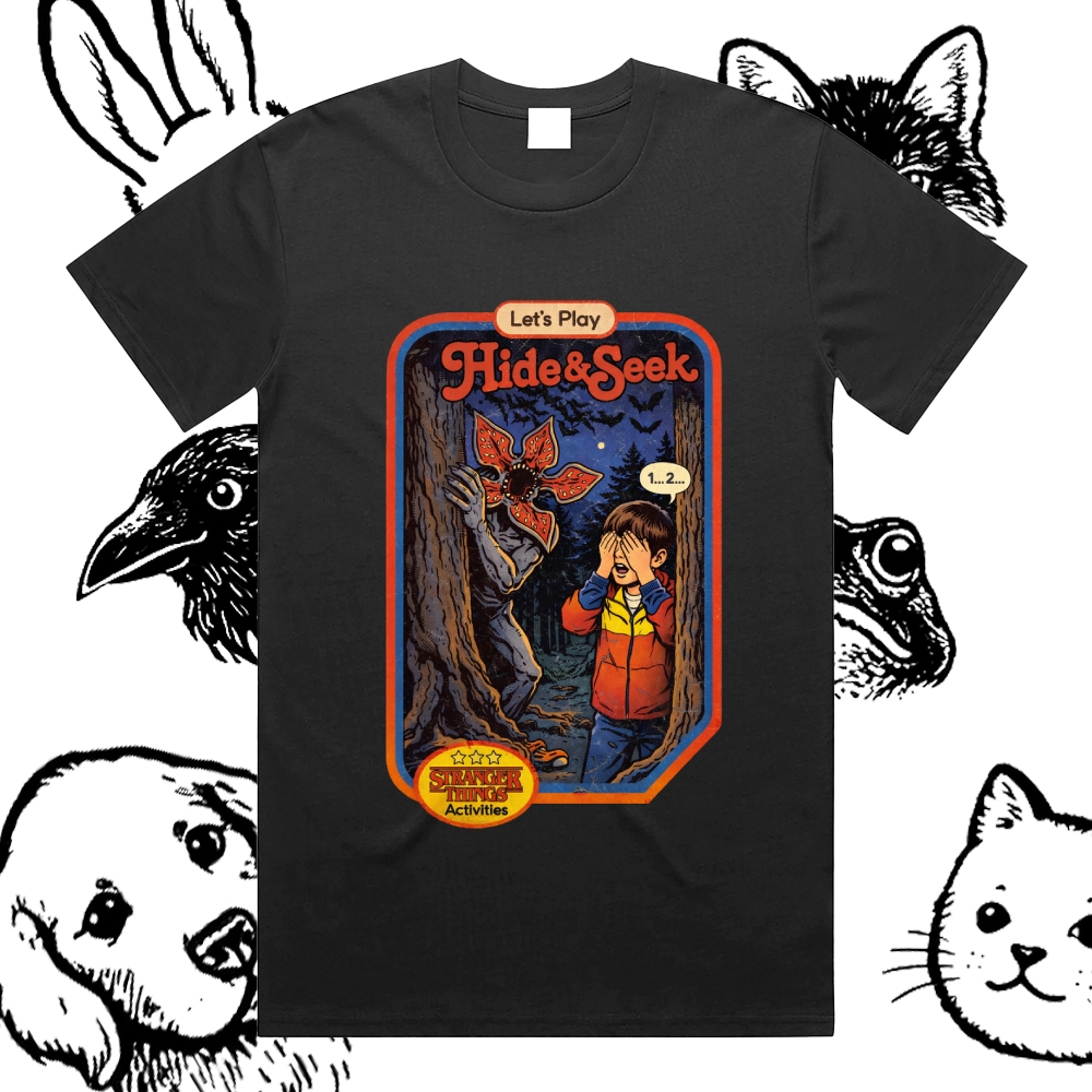 Let's Play Hide&Seek - Cotton Classic Fit Retro Dark Humor Graphic Tee