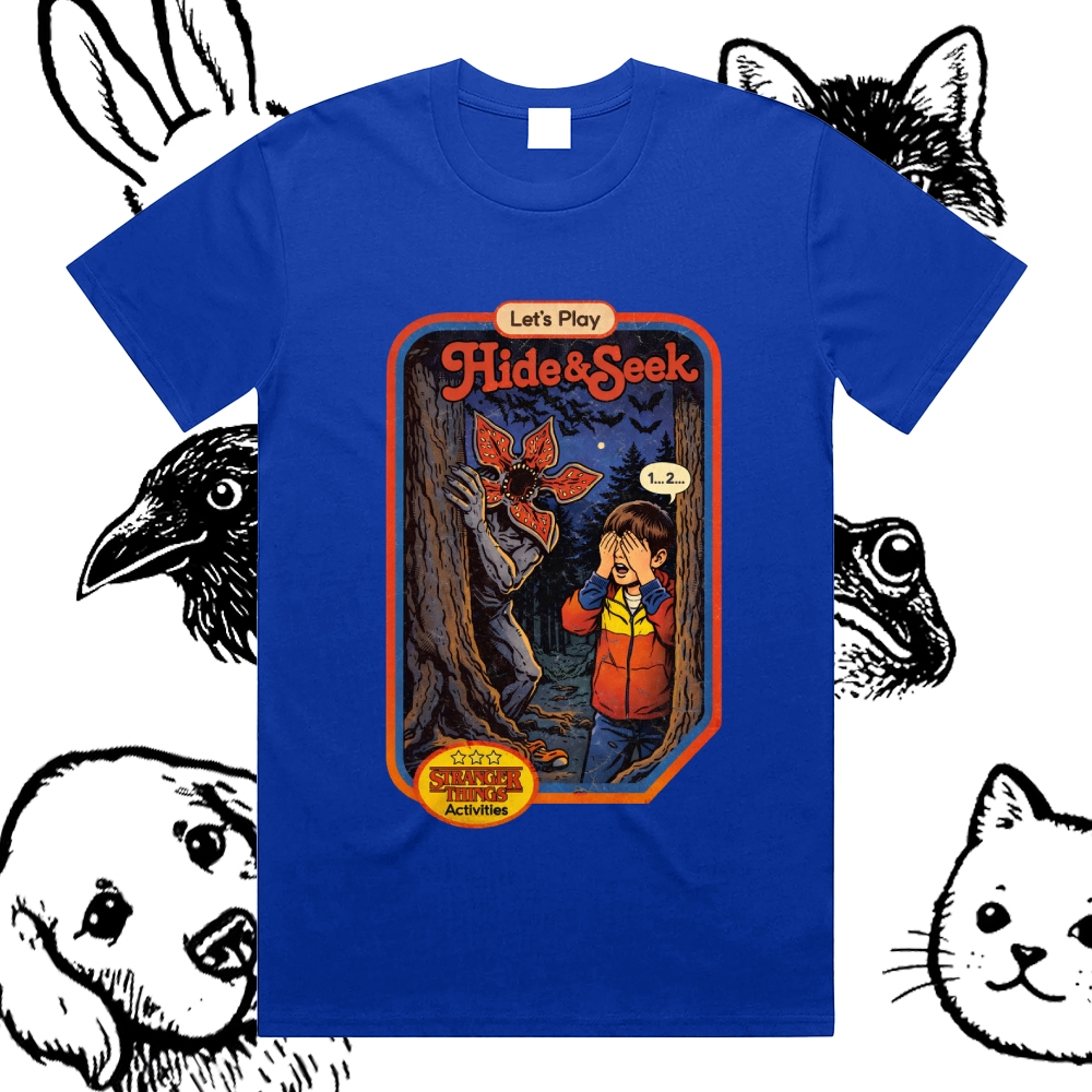 Let's Play Hide&Seek - Cotton Classic Fit Retro Dark Humor Graphic Tee