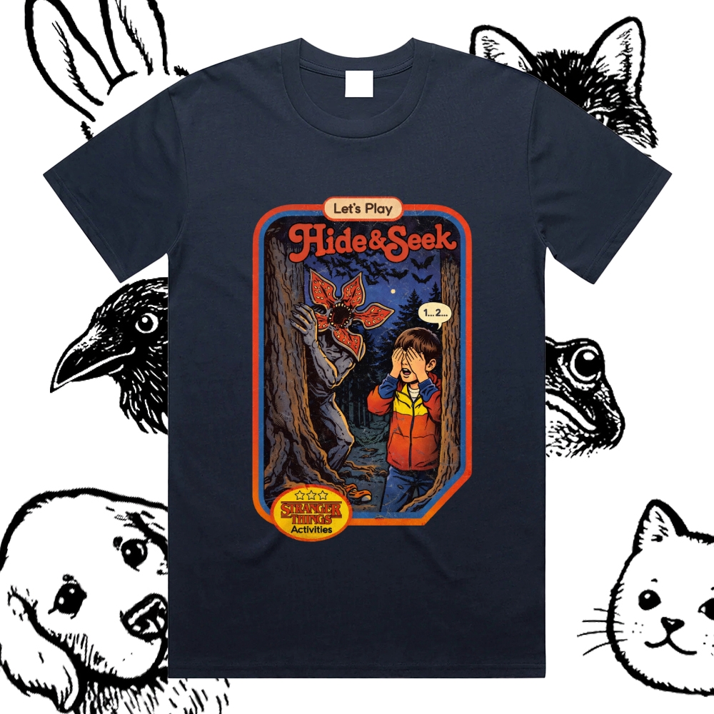 Let's Play Hide&Seek - Cotton Classic Fit Retro Dark Humor Graphic Tee