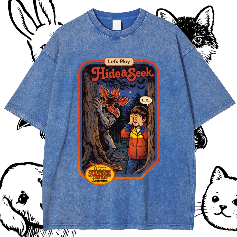 Let's Play Hide&Seek - Cotton Vintage Wash Classic Graphic Tee