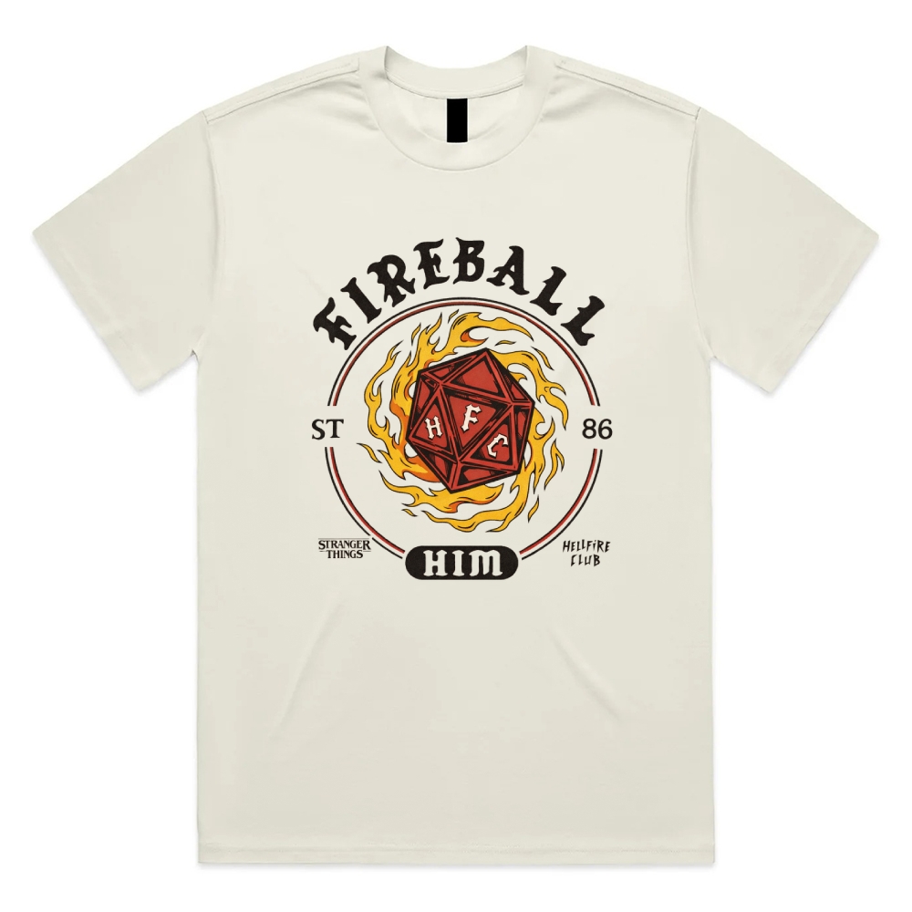 Fireball Him - Cotton Classic Fit Retro Dark Humor Graphic Tee