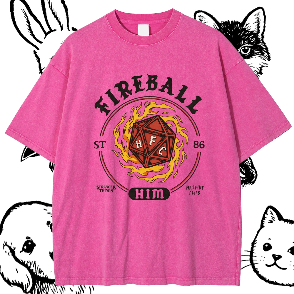 Fireball Him - Cotton Vintage Wash Classic Graphic Tee