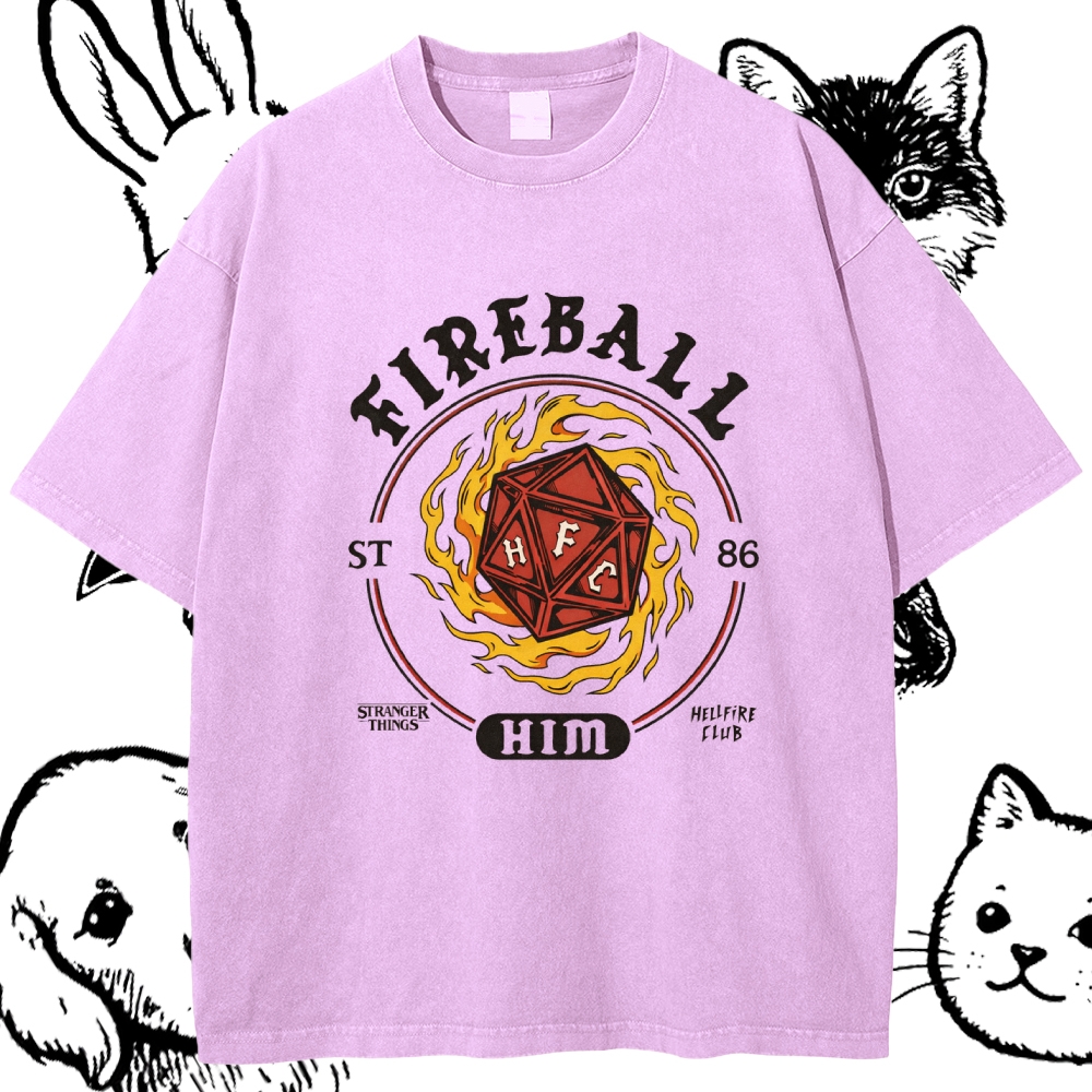 Fireball Him - Cotton Vintage Wash Classic Graphic Tee