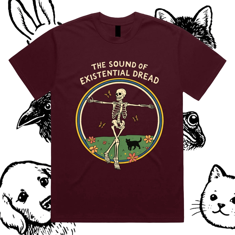 The Sound Of Existential Dread - Cotton Classic Fit Retro Dark Humor Graphic Tee