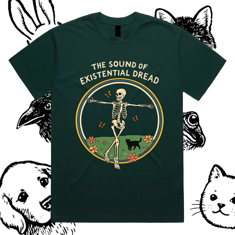 The Sound Of Existential Dread - Cotton Classic Fit Retro Dark Humor Graphic Tee
