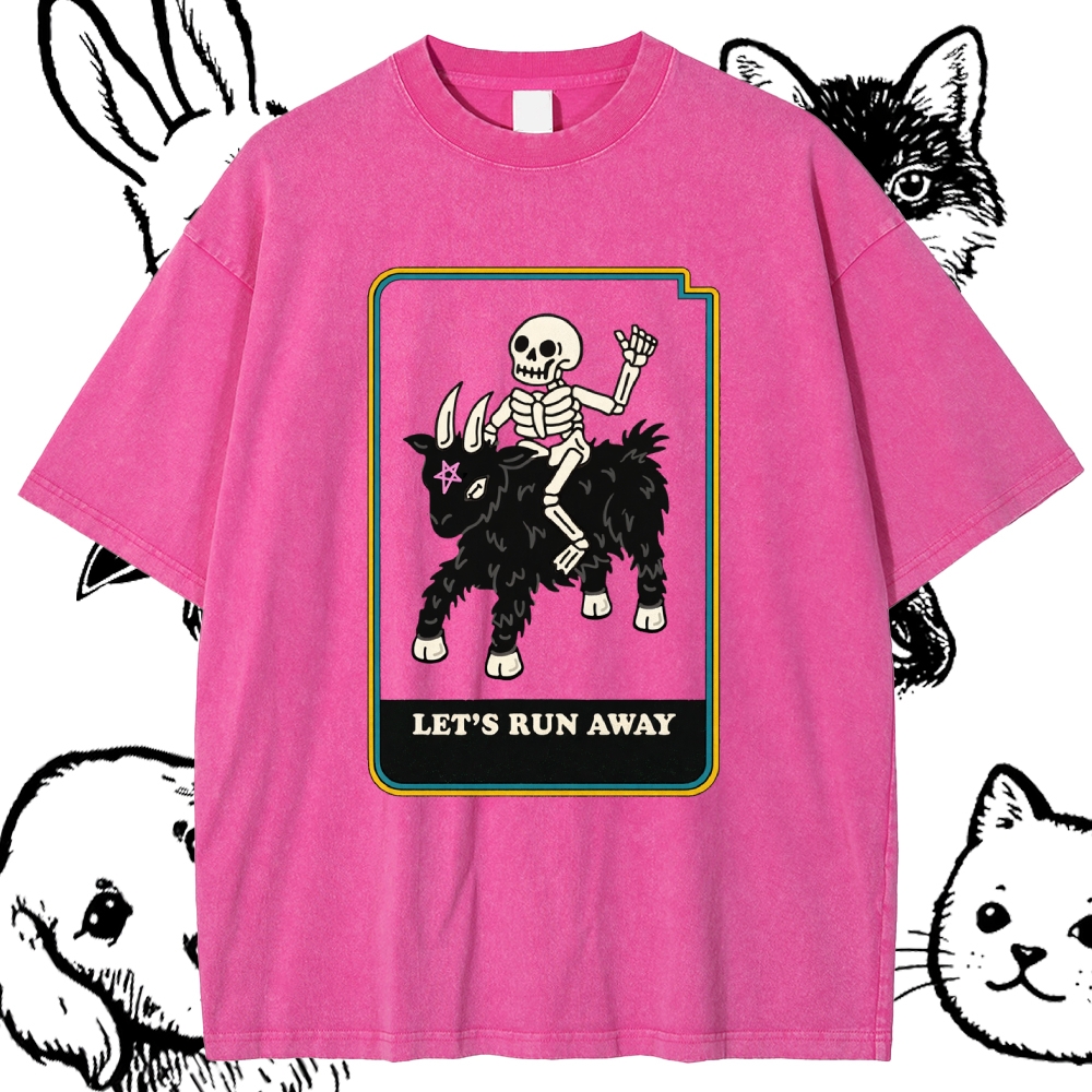 Let's Run Away - Cotton Vintage Wash Classic Graphic Tee