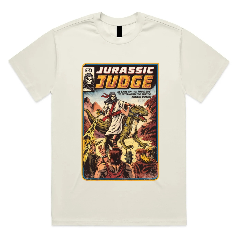 Jurassic Judge - Cotton Classic Fit Retro Dark Humor Graphic Tee