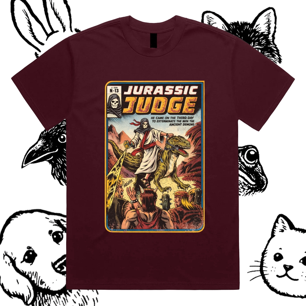 Jurassic Judge - Cotton Classic Fit Retro Dark Humor Graphic Tee