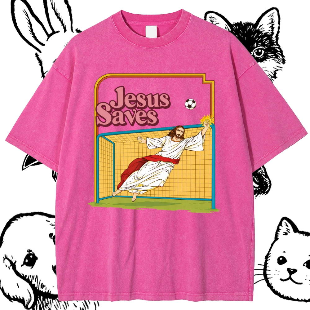 Jesus Saves - Cotton Vintage Wash Classic Graphic Tee