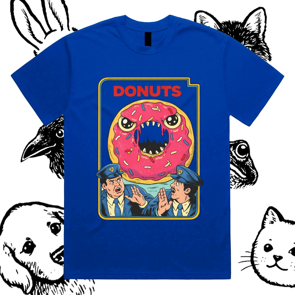 Donuts - Cotton Classic Fit Retro Dark Humor Graphic Tee