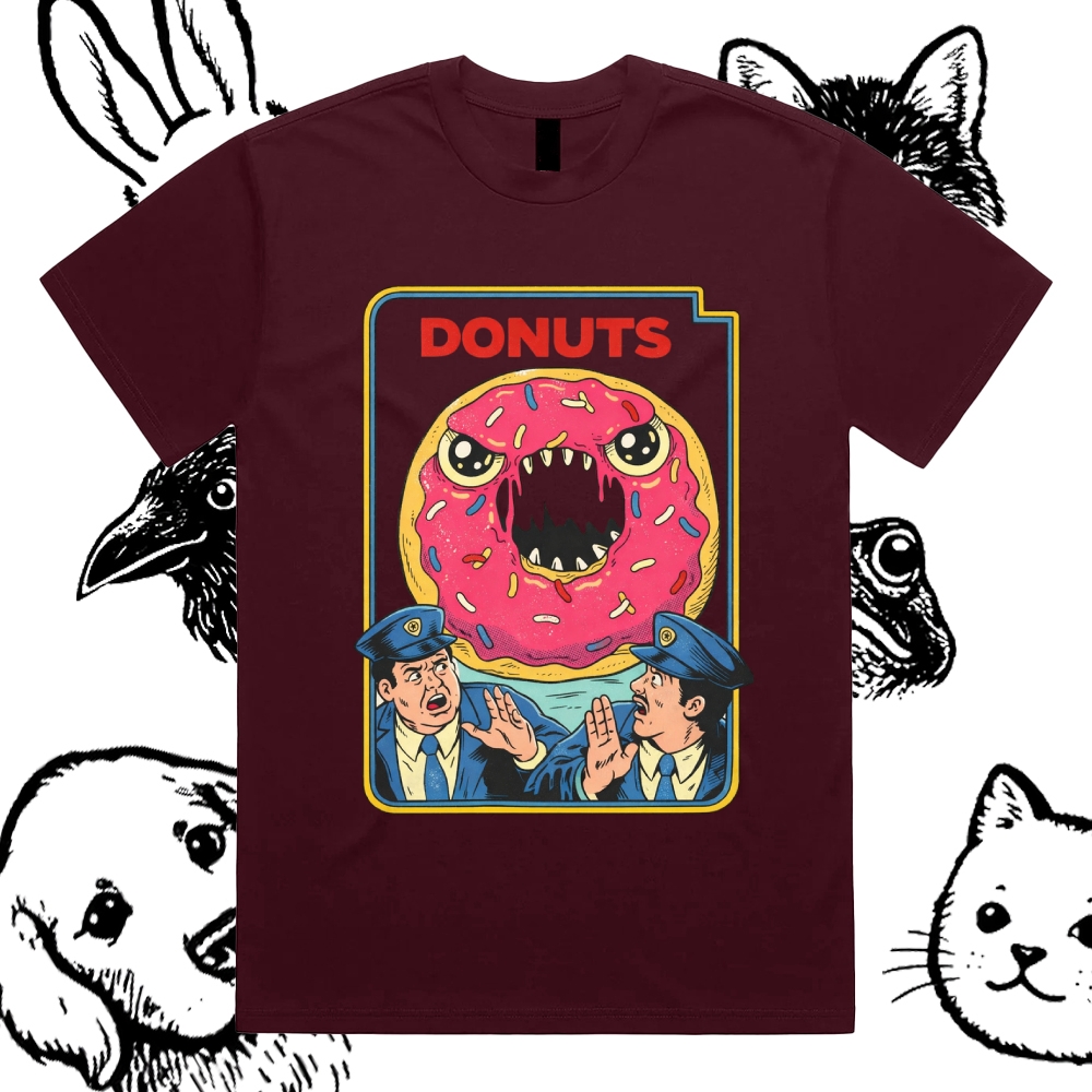 Donuts - Cotton Classic Fit Retro Dark Humor Graphic Tee