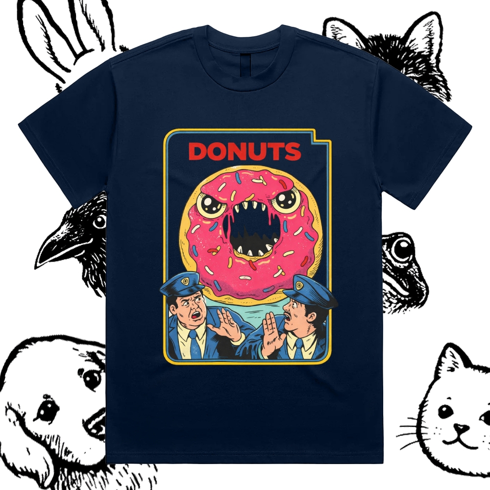 Donuts - Cotton Classic Fit Retro Dark Humor Graphic Tee