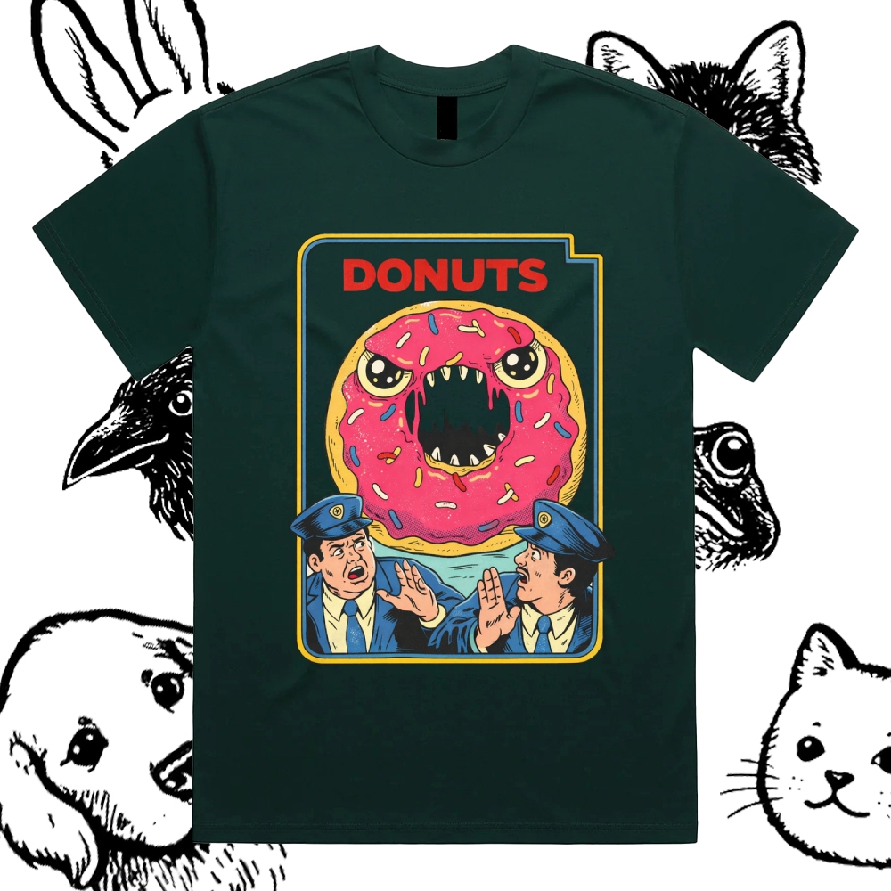 Donuts - Cotton Classic Fit Retro Dark Humor Graphic Tee