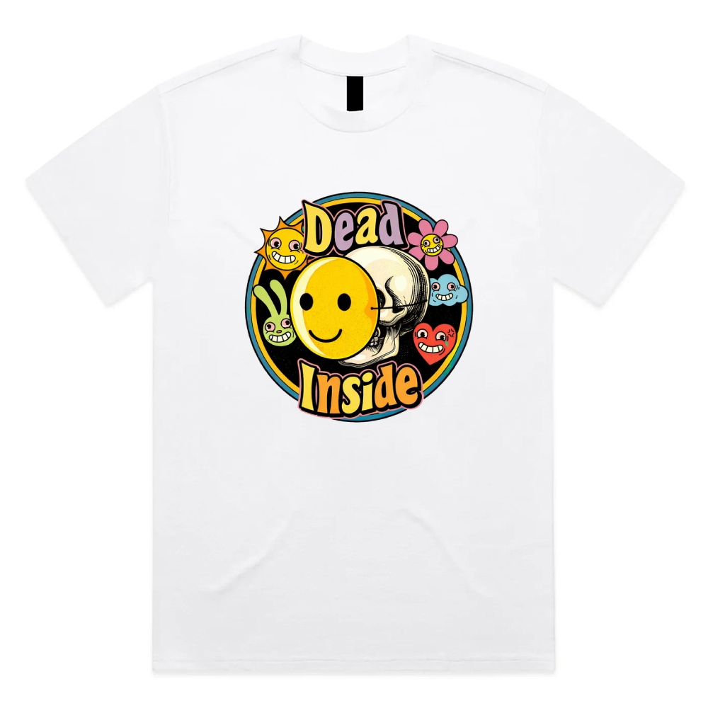 Dead Inside - Cotton Classic Fit Retro Dark Humor Graphic Tee