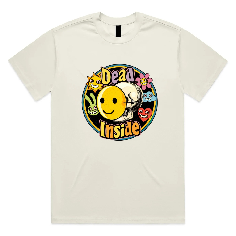 Dead Inside - Cotton Classic Fit Retro Dark Humor Graphic Tee