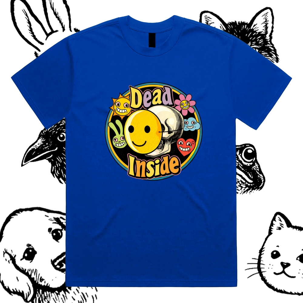Dead Inside - Cotton Classic Fit Retro Dark Humor Graphic Tee