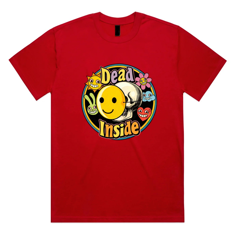 Dead Inside - Cotton Classic Fit Retro Dark Humor Graphic Tee