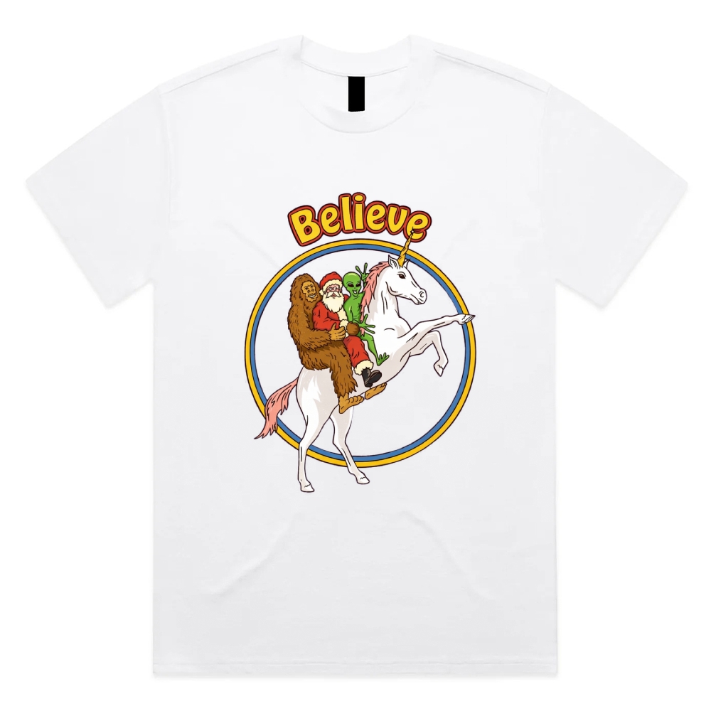Believe - Cotton Classic Fit Retro Dark Humor Graphic Tee