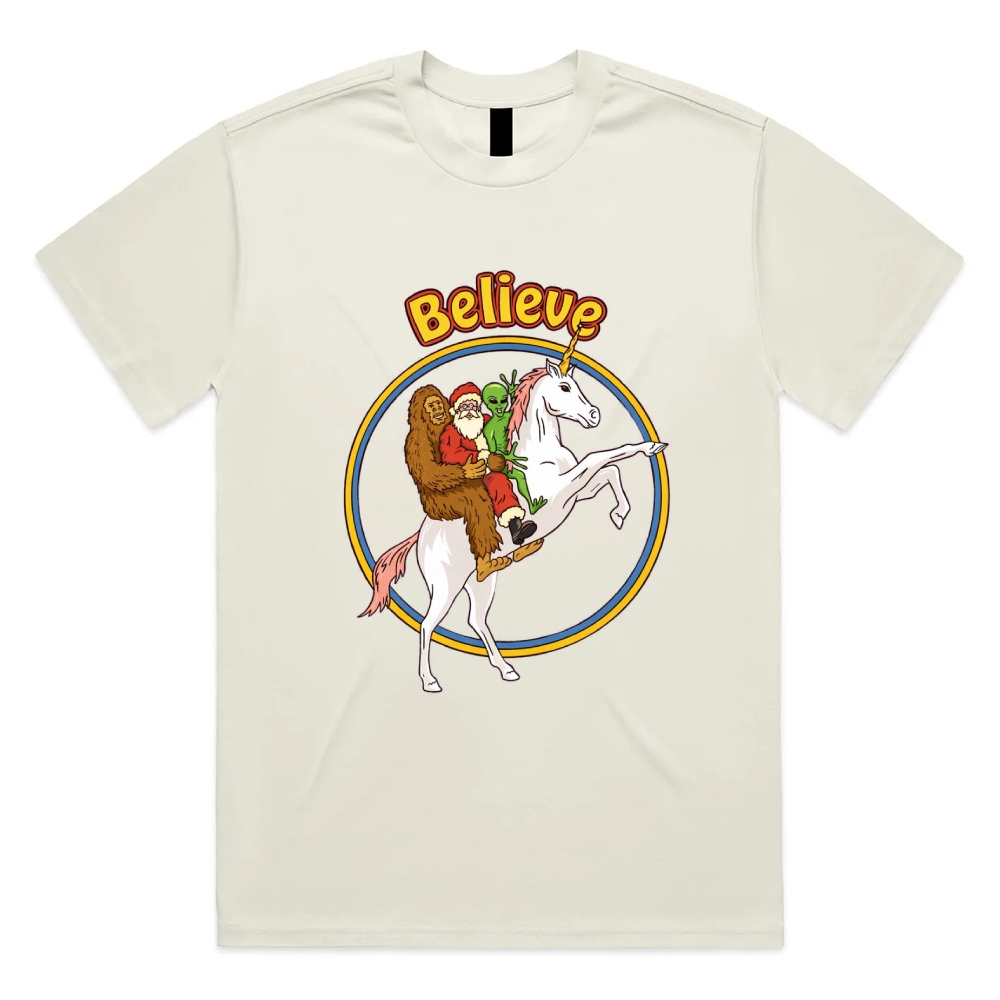 Believe - Cotton Classic Fit Retro Dark Humor Graphic Tee