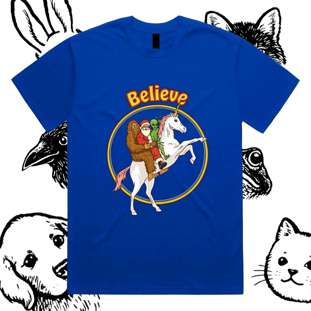 Believe - Cotton Classic Fit Retro Dark Humor Graphic Tee