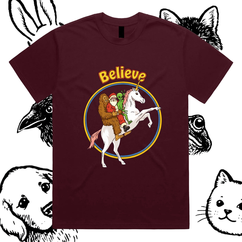 Believe - Cotton Classic Fit Retro Dark Humor Graphic Tee