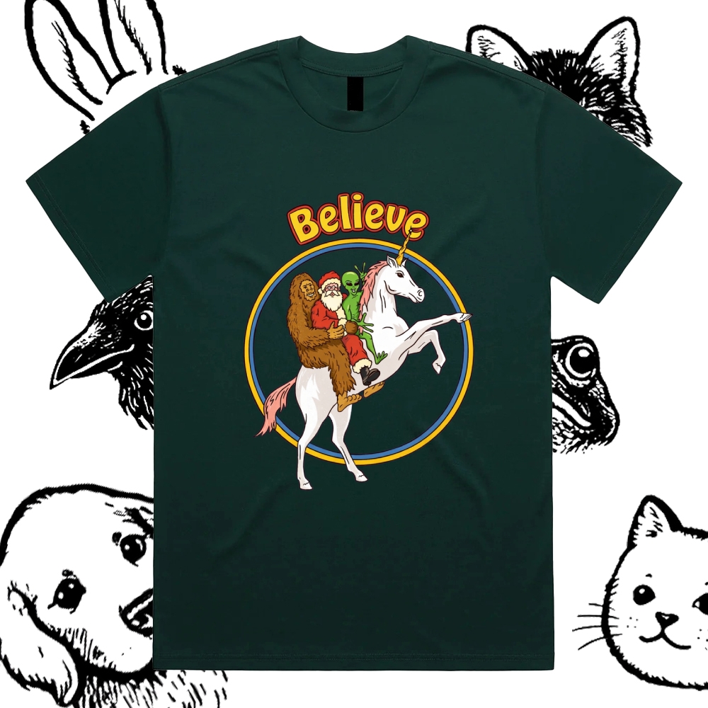 Believe - Cotton Classic Fit Retro Dark Humor Graphic Tee