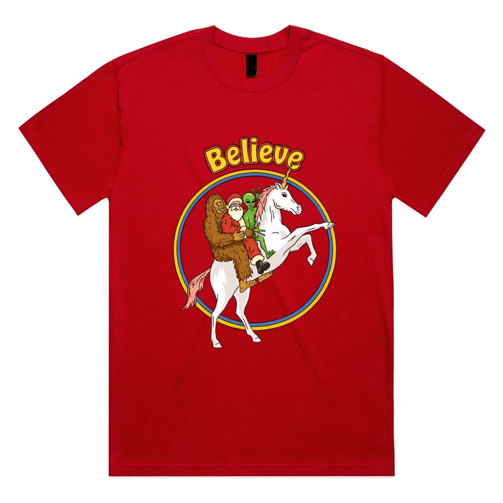 Believe - Cotton Classic Fit Retro Dark Humor Graphic Tee