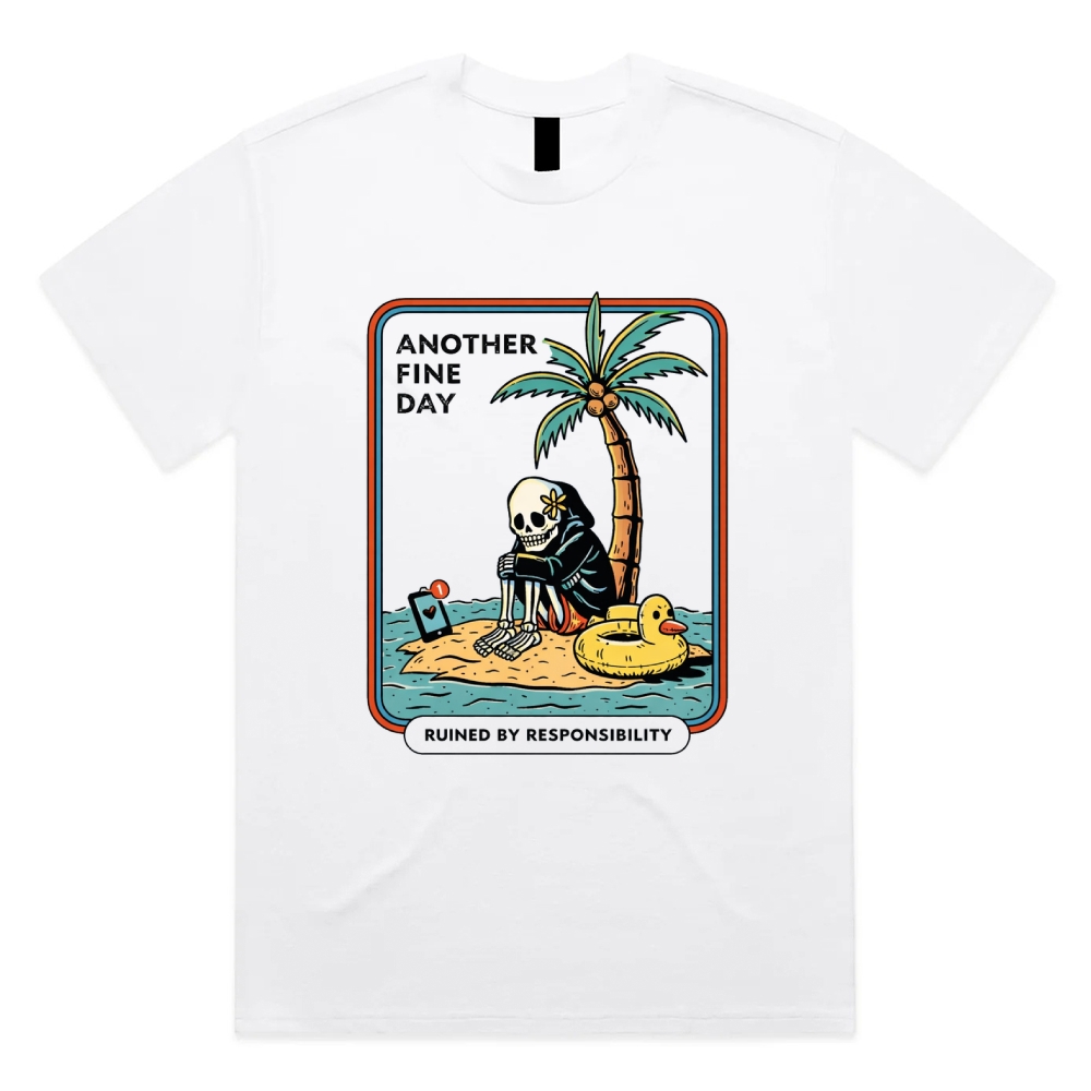 Another Fine Day - Cotton Classic Fit Retro Dark Humor Graphic Tee