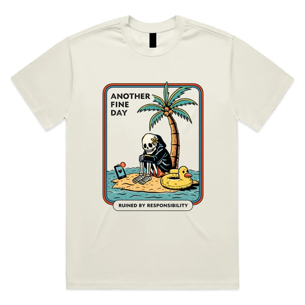 Another Fine Day - Cotton Classic Fit Retro Dark Humor Graphic Tee