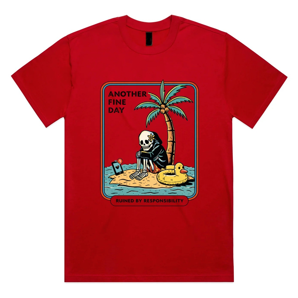 Another Fine Day - Cotton Classic Fit Retro Dark Humor Graphic Tee