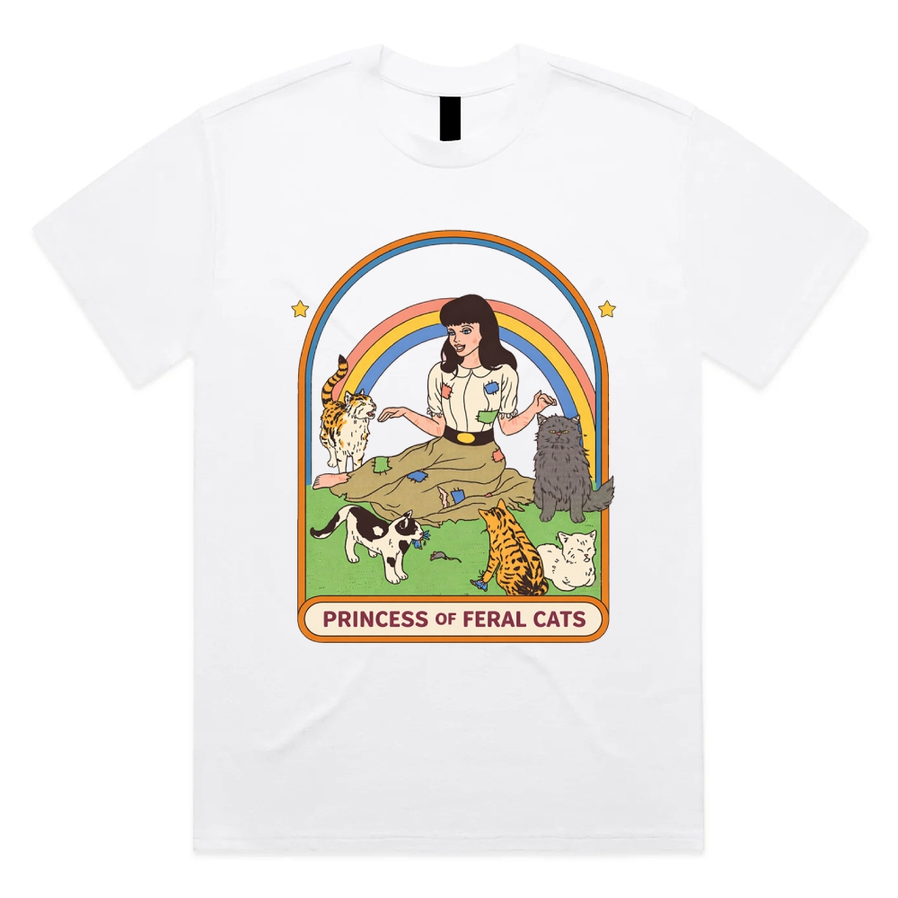 Princess Of Feral Cats - Cotton Classic Fit Retro Dark Humor Graphic Tee
