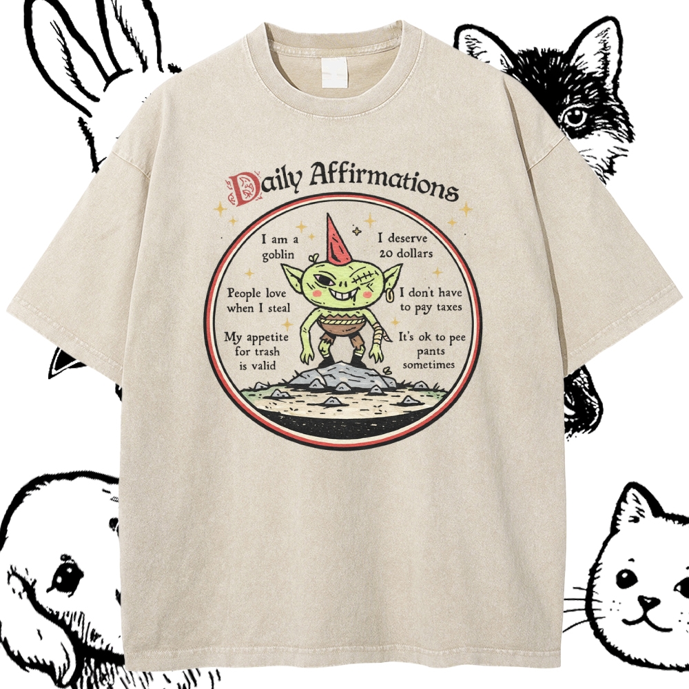 Daily Affirmations - Cotton Vintage Wash Classic Graphic Tee