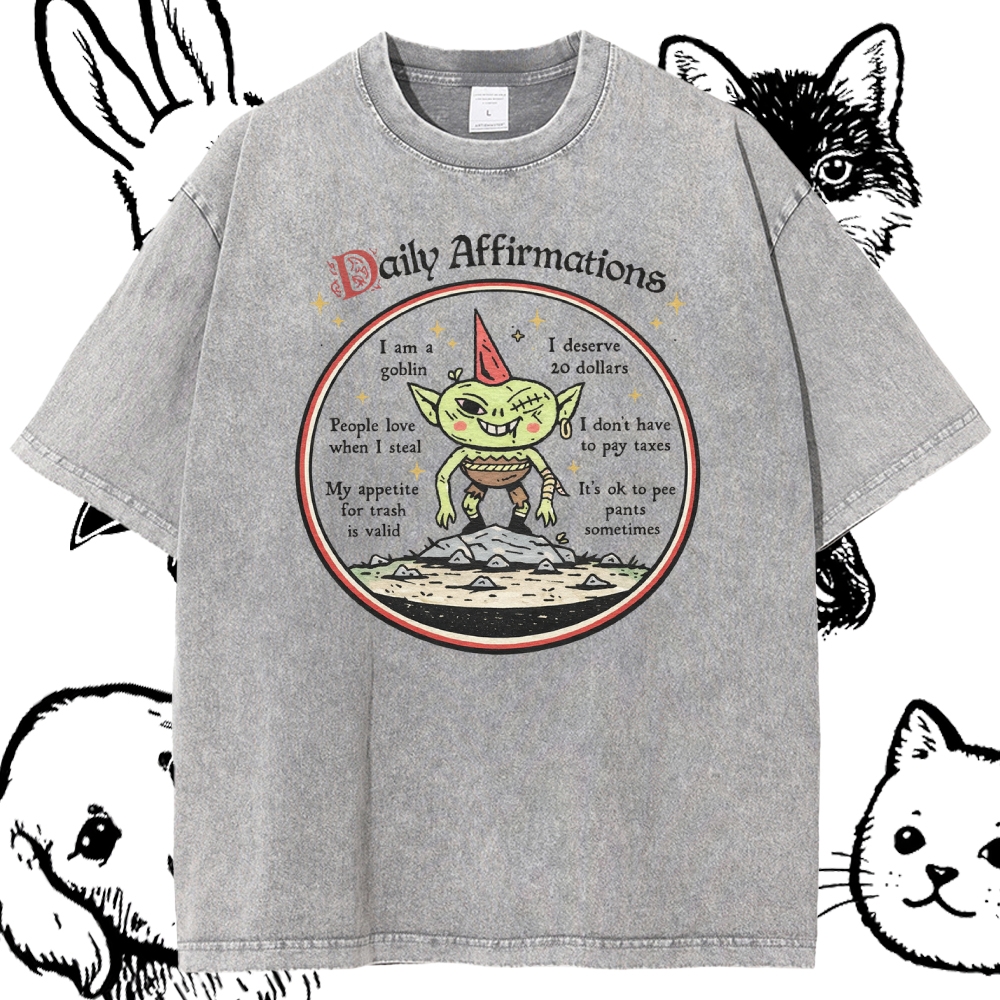 Daily Affirmations - Cotton Vintage Wash Classic Graphic Tee
