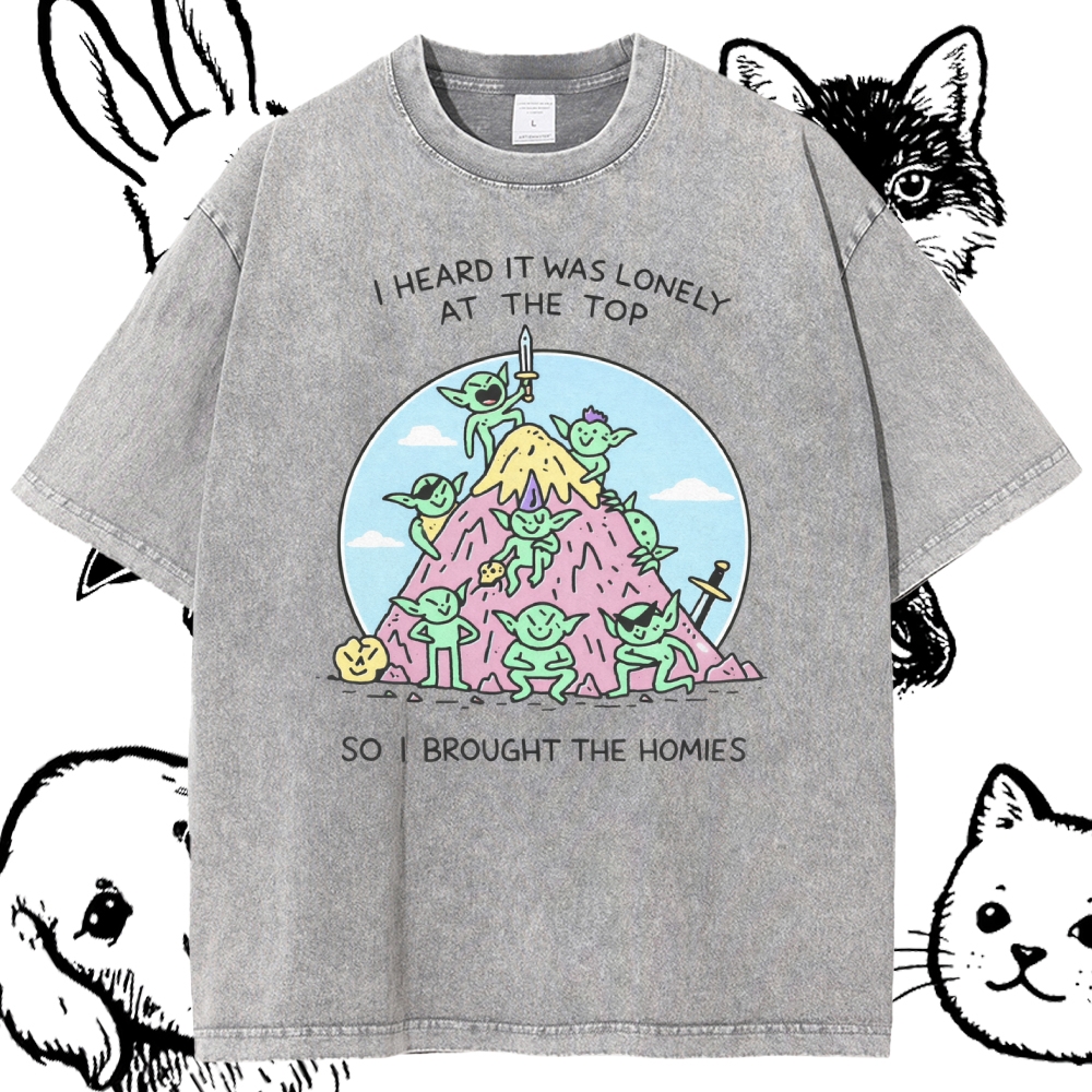 I Brought The Homies - Cotton Vintage Wash Classic Graphic Tee